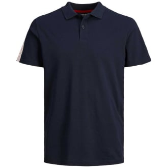 Poloshirt mit Label-Print blau_NAVY BLAZER | 3XL