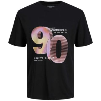 T-Shirt mit Print schwarz_BLACK | 4XL