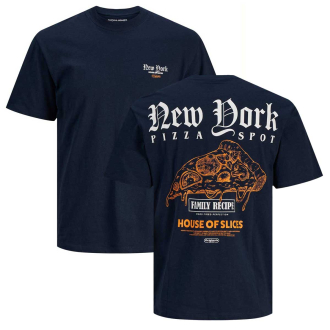 T-Shirt mit Print auf Vorder- und Rückseite blau_NAVY BLAZER | 3XL