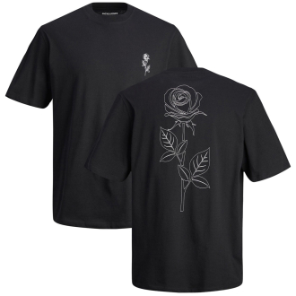 T-Shirt mit Print auf Vorder- und Rückseite schwarz_BLACK | 3XL