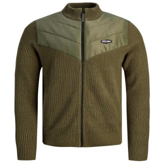 Strickjacke mit Stehkragen oliv_OLIVE NIGHT | 3XL