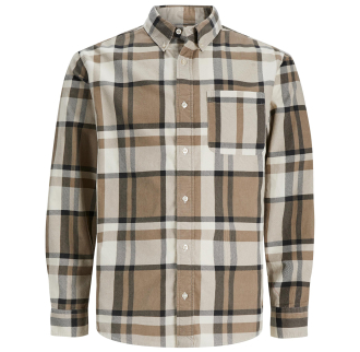 Kariertes Freizeithemd aus Cord beige/braun_PELICAN/LOOSE FIT | 3XL