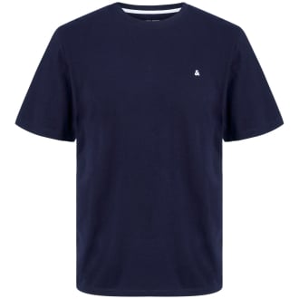T-Shirt mit Label-Stickerei blau_NAVY BLAZER | 3XL