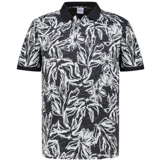 Poloshirt mit Allover-Muster schwarz_BLACK | 3XL