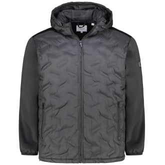 Freizeitjacke im Materialmix schwarz_BLACK | 4XL