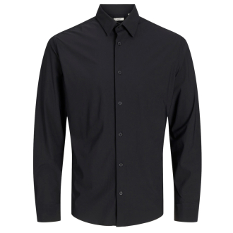 Freizeithemd mit Elasthan schwarz_BLACK/SLIM FIT | 5XL