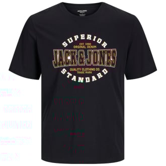 T-Shirt mit Label-Print schwarz_BLACK | 3XL