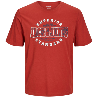 T-Shirt mit Label-Print rot_RED OCHRE | 3XL