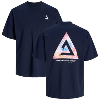 T-Shirt mit Print auf Vorder- und Rückseite blau_NAVY BLAZER | 3XL