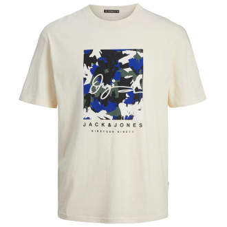 T-Shirt mit Label-Print creme_BUTTERCREAM | 3XL