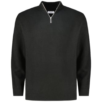 Strickpullover mit Troyer-Kragen schwarz_BLACK | 5XL