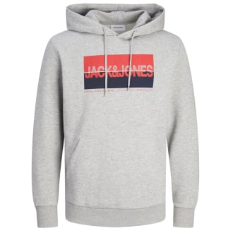 Hoodie mit Label-Print hellgrau_LIGHT GREY MELANGE/BIG | 3XL