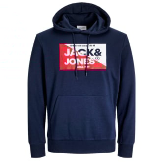 Hoodie mit Label-Print blau_NAVY BLAZER/BIG | 3XL