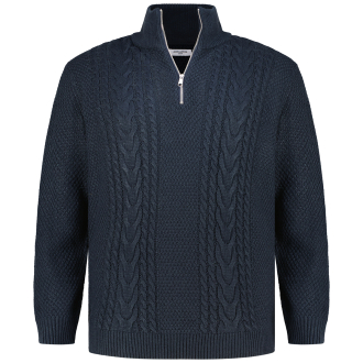 Strickpullover mit Zopfmuster marine_SKY CAPTAIN | 3XL
