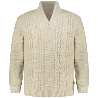 Strickpullover mit Zopfmuster weiß_WHITE MELANGE | 3XL