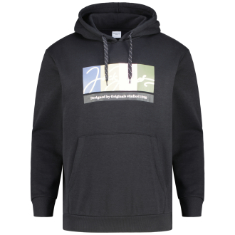 Hoodie mit Label-Print schwarz_BLACK | 3XL