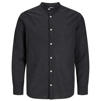 Freizeithemd mit Leinen schwarz_BLACK | 3XL