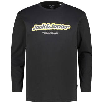 Longsleeve mit Label-Print schwarz_BLACK | 3XL