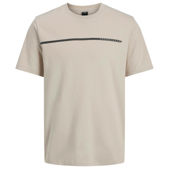 T-Shirt mit Label-Print beige_MOONBEAM | 3XL