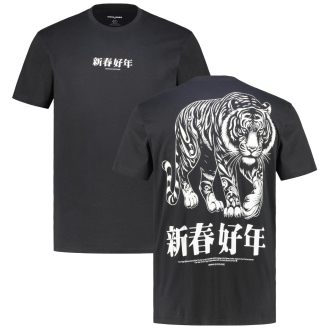 T-Shirt mit Print auf Vorder-und Rückseite schwarz_BLACK | 3XL