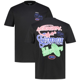 T-Shirt mit Print auf Vorder-und Rückseite schwarz_BLACK | 3XL
