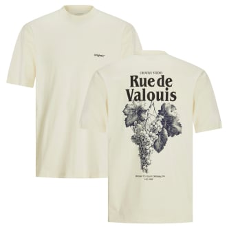 T-Shirt mit Print auf Vorder- und Rückseite cremeweiß_ANTIQUE WHITE/GRAPES | 3XL