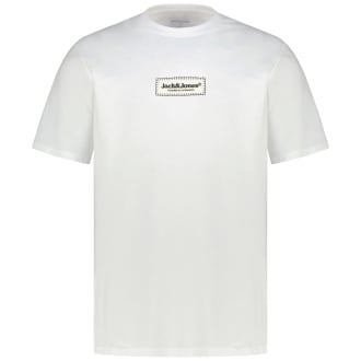T-Shirt mit Label-Print weiß_BRIGHT WHITE | 3XL