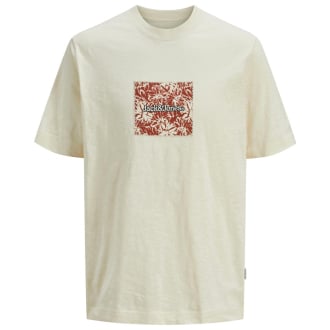 T-Shirt mit Label-Print cremeweiß_ANTIQUE WHITE | 3XL