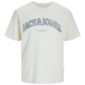 T-Shirt mit Label-Print cremeweiß_ANTIQUE WHITE | 3XL