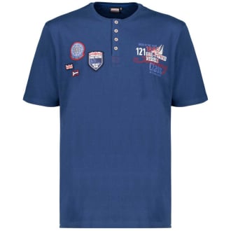 T-Shirt mit Serafino-Kragen jeansblau_328 | 3XL