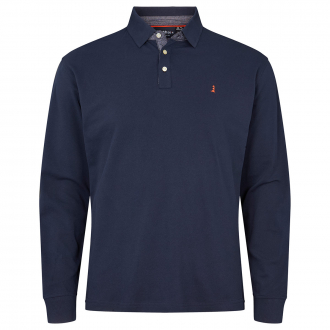 Klassisches Poloshirt aus Baumwolle, langarm dunkelblau_0580 | 8XL