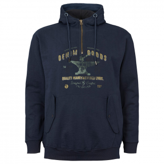 Soft gefütterter Hoodie mit Print und Reißverschluss dunkelblau_0580/400 | 3XL