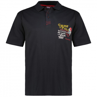 Poloshirt mit Print schwarz_700 | 8XL