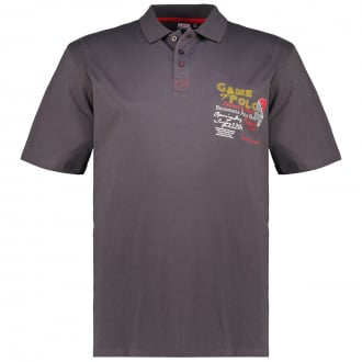 Poloshirt mit Print dunkelgrau_710/34 | 12XL