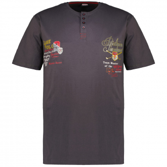 Baumwollshirt mit Serafinokragen dunkelgrau_710/34 | 3XL