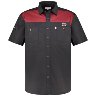 Freizeithemd im Colorblock-Design rot/schwarz_0266 | 3XL