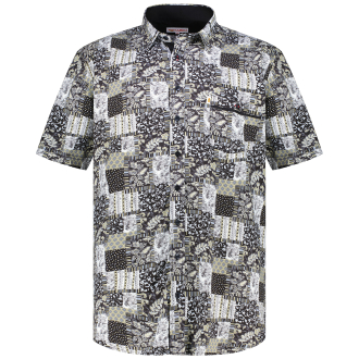 Freizeithemd aus Viskose beige/schwarz_BEIGE/SCHWARZ | 8XL