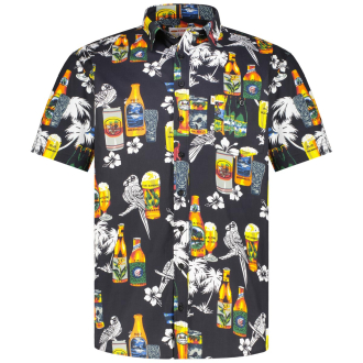 Freizeithemd mit Allover-Muster schwarz_220 | 3XL