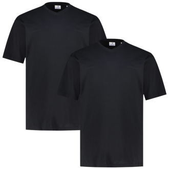 Doppelpack T-Shirt mit V-Ausschnitt schwarz_BLACK | 3XL