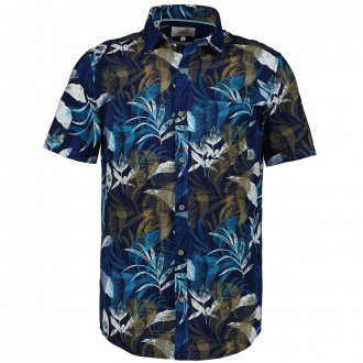 Freizeithemd mit Tropical-Print dunkelblau_59B4 | 3XL