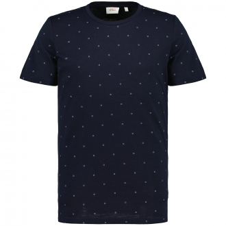 T-Shirt mit Allover-Print, kurzarm dunkelblau_59A2 | 3XL