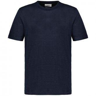 Meliertes T-Shirt aus Leinen-Stretch, kurzarm marine_5978 | 3XL