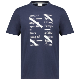 T-Shirt mit Print und Stickerei dunkelblau_59D1 | 3XL