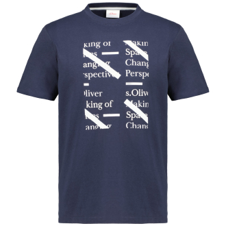 T-Shirt mit Print und Stickerei dunkelblau_59D1 | 3XL