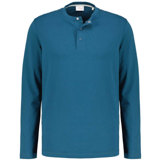 Henley-Shirt mit Elasthan blau/grün_6904 | 3XL