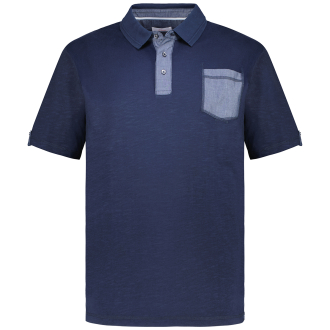 Poloshirt im Materialmix blau_5978 | 3XL