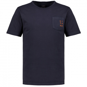 T-Shirt aus Baumwolljersey mit Brusttasche dunkelblau_10710 | 3XL