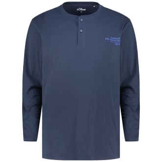 Longsleeve mit Serafinokragen blau_5978 | 3XL