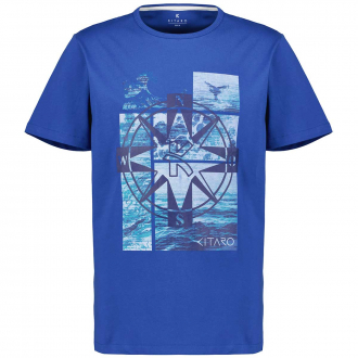 Sportliches T-Shirt aus Baumwolle mit Print blau_10704 | 3XL