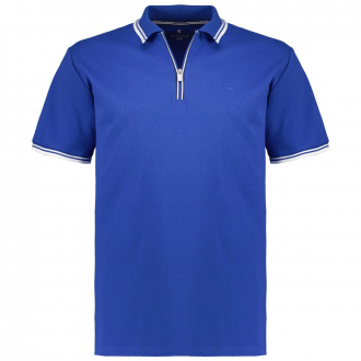 Poloshirt mit Half-Zip und Kontrastdetails blau_10704 | 3XL